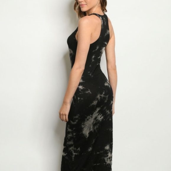 BLACK TANK TOP RACERBACK TIE DYE MAXI DRESS - Picture 3 of 4